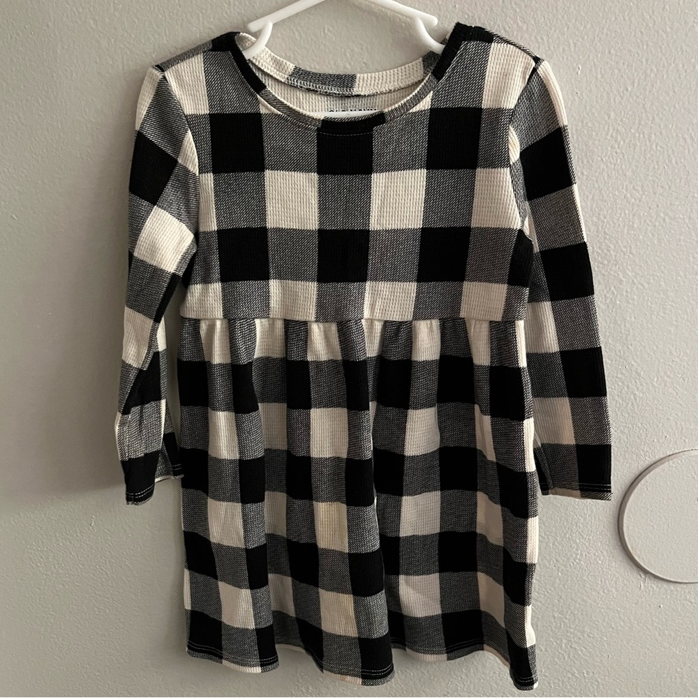 Old Navy Black and White Checkered Kids Casual Dress